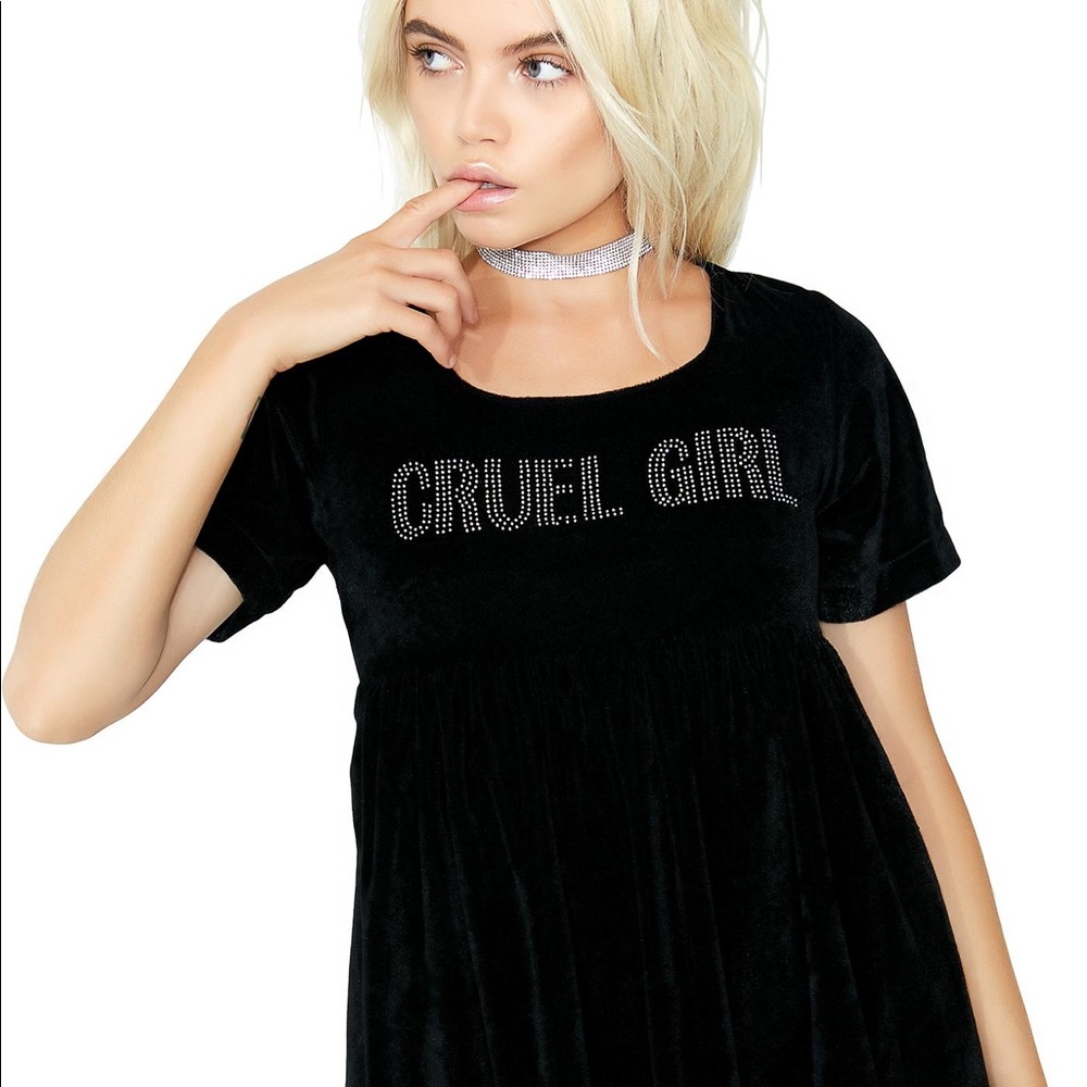 Omighty cruel girl crushed black velvet dress